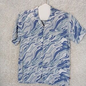 Levi's Men's Relaxed Fit Short Sleeve Button Up Shirt Blue Marble Print‎ Size M